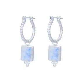 Thalia Sterling Silver Rainbow Moonstone Hoop Earrings