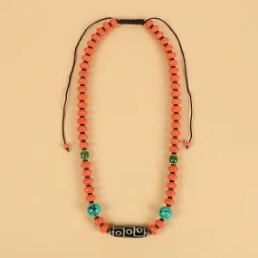 Tianzhu Agate Coral Necklace Tibetan Men and Women Retro Long Ethnic Style Collarbone Chain Tibetan Accessories