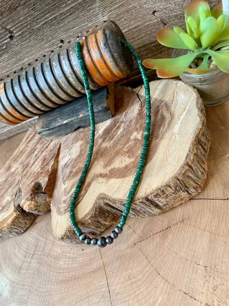 Turquoise & Pearl 16" Necklace