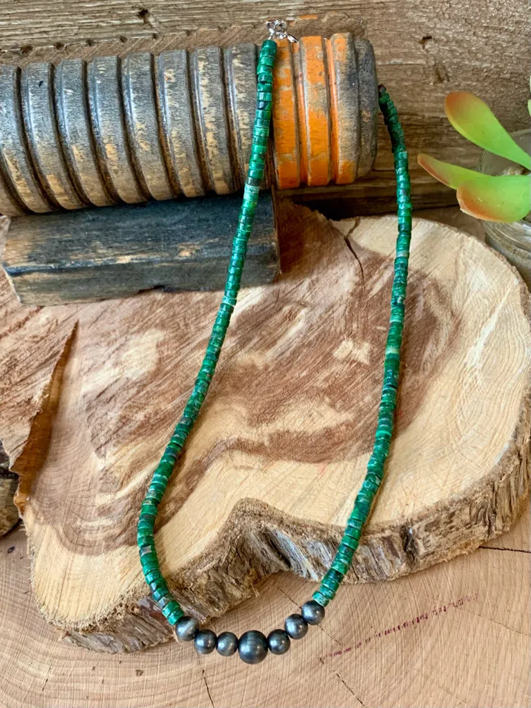 Turquoise & Pearl 16" Necklace