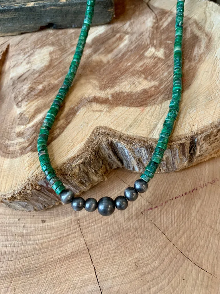 Turquoise & Pearl 16" Necklace