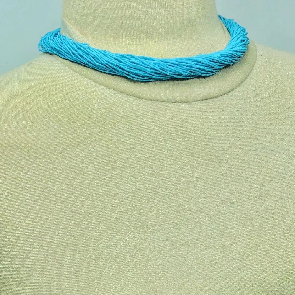 Turquoise Beaded Collar Statement Choker Necklace
