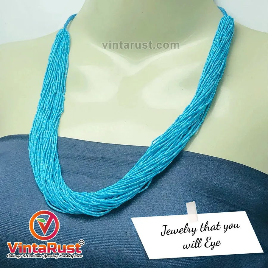Turquoise Beaded Collar Statement Choker Necklace