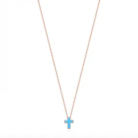 Turquoise Enamel Necklace Rose Gold 925