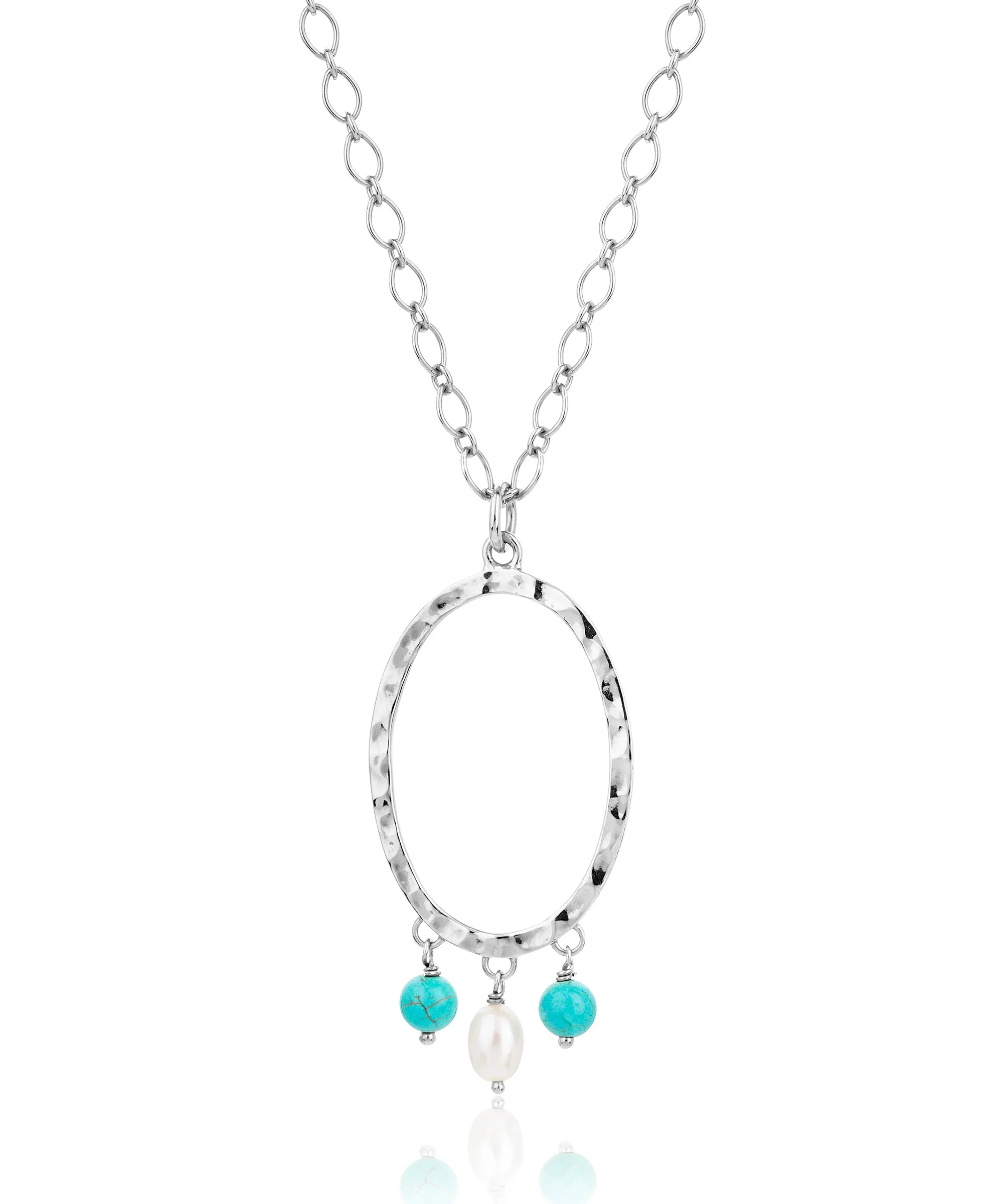 Turquoise Loop Fringe Pendant Silver