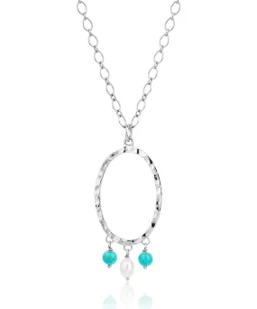 Turquoise Loop Fringe Pendant Silver