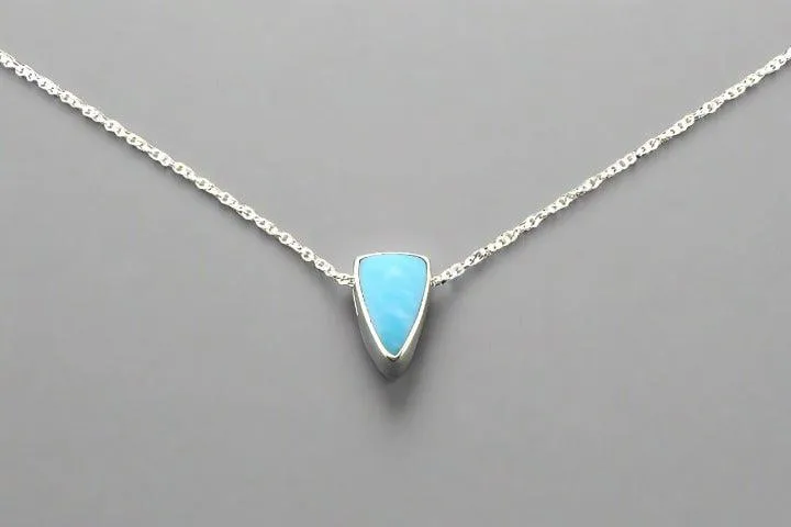 Turquoise spearhead pendant necklace - sterling silver