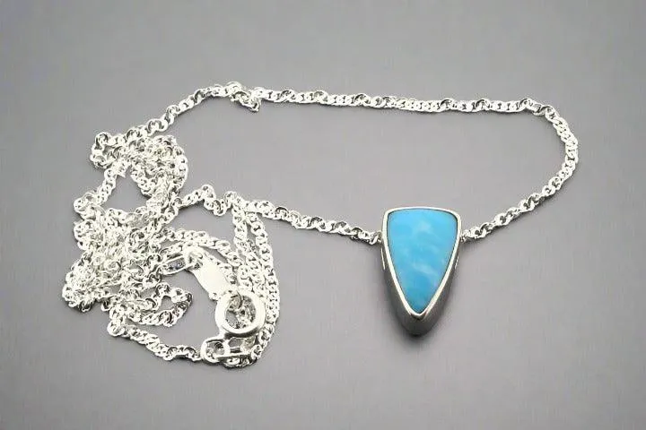Turquoise spearhead pendant necklace - sterling silver