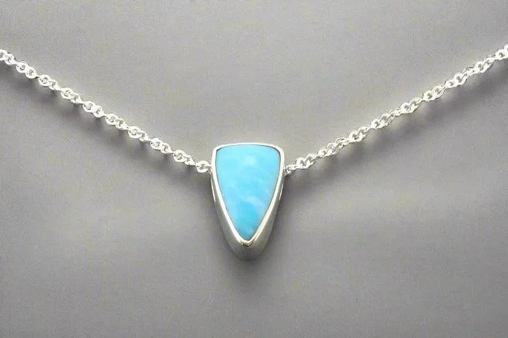 Turquoise spearhead pendant necklace - sterling silver