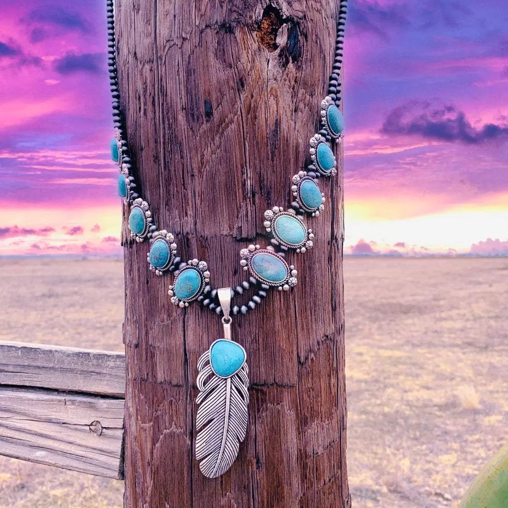 Turquoise Tanager Feather Necklace