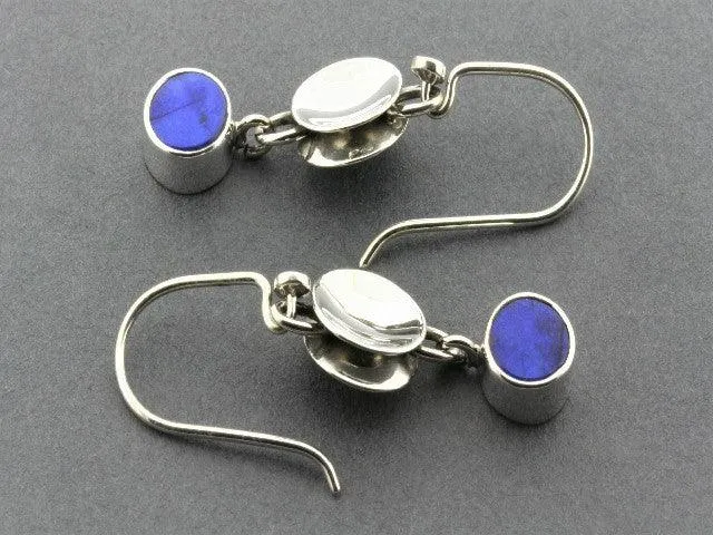 Two pieces drum earrings with lapis - sterling silver