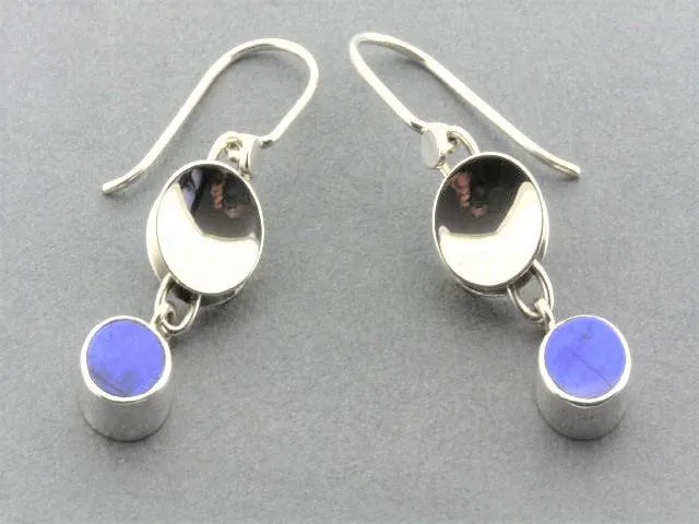 Two pieces drum earrings with lapis - sterling silver
