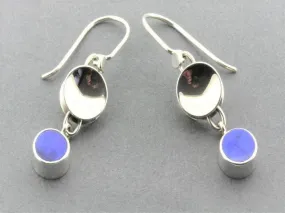 Two pieces drum earrings with lapis - sterling silver