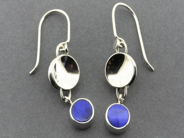 Two pieces drum earrings with lapis - sterling silver