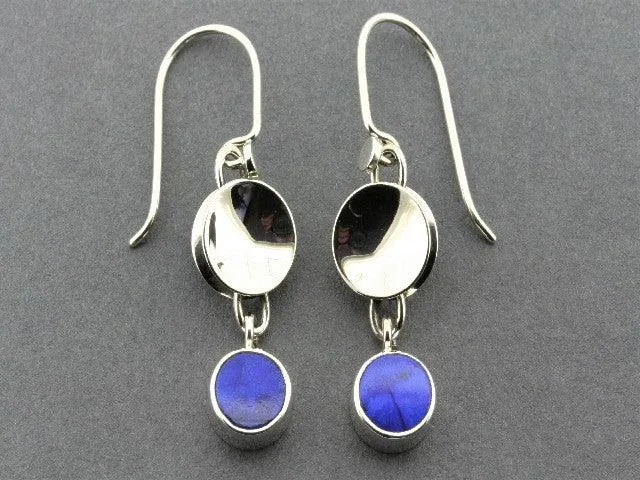 Two pieces drum earrings with lapis - sterling silver