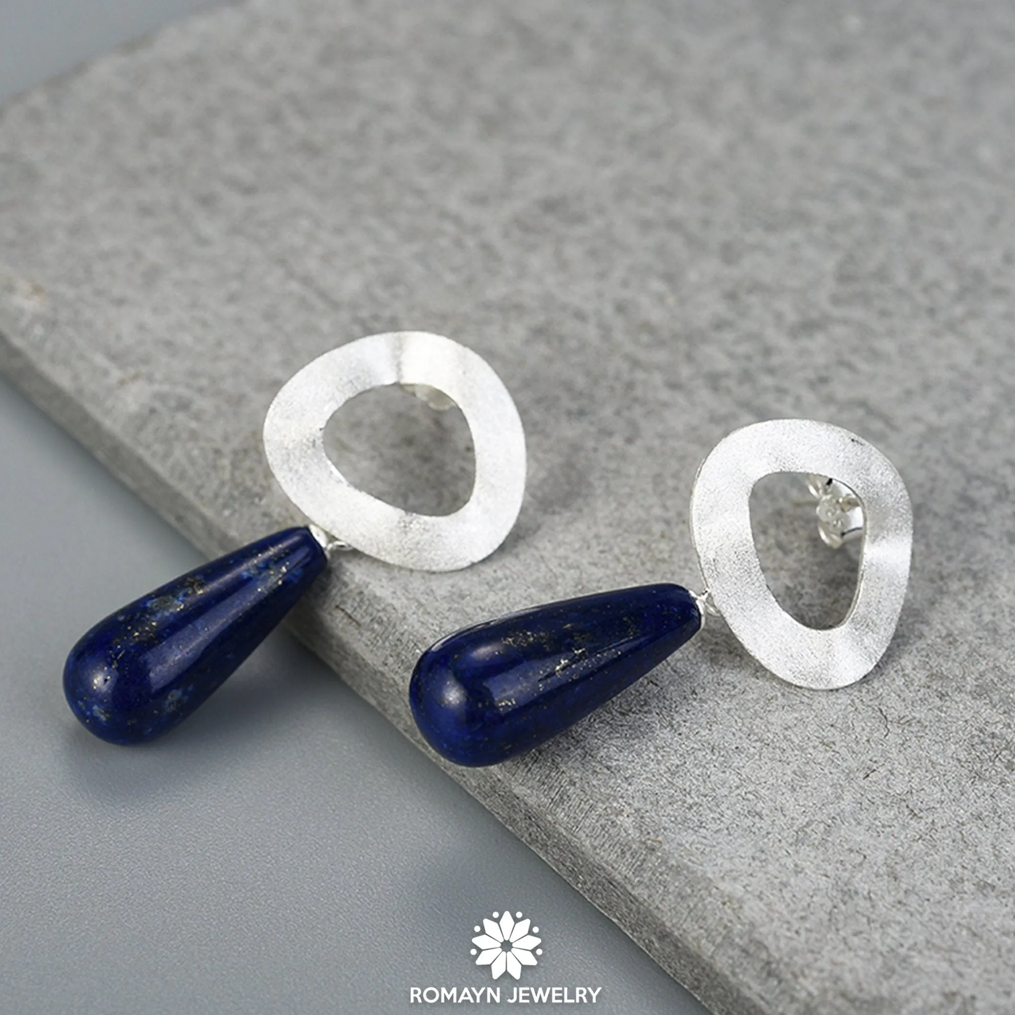 Uneven Lapis Lazuli Earrings