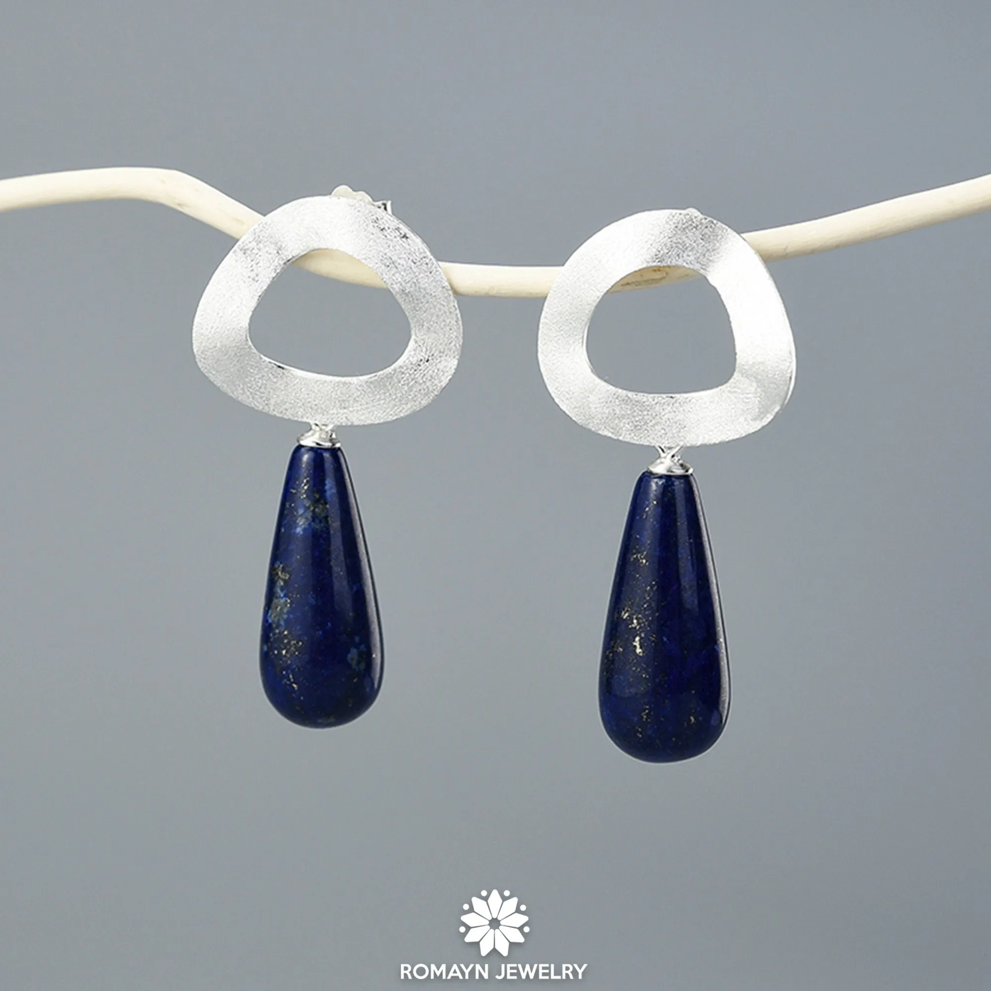 Uneven Lapis Lazuli Earrings