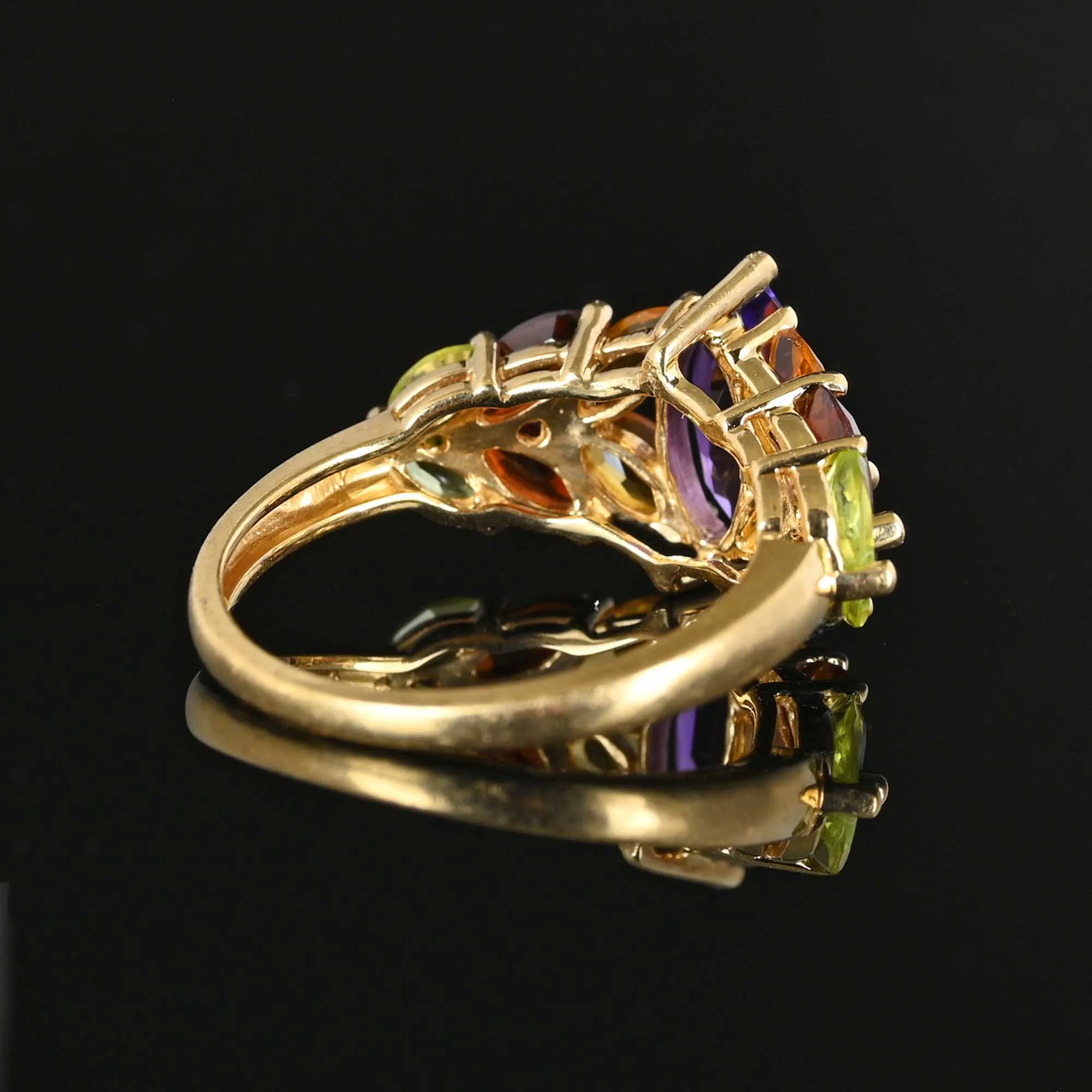 Vintage 14K Gold Multi Gemstone Cluster Ring