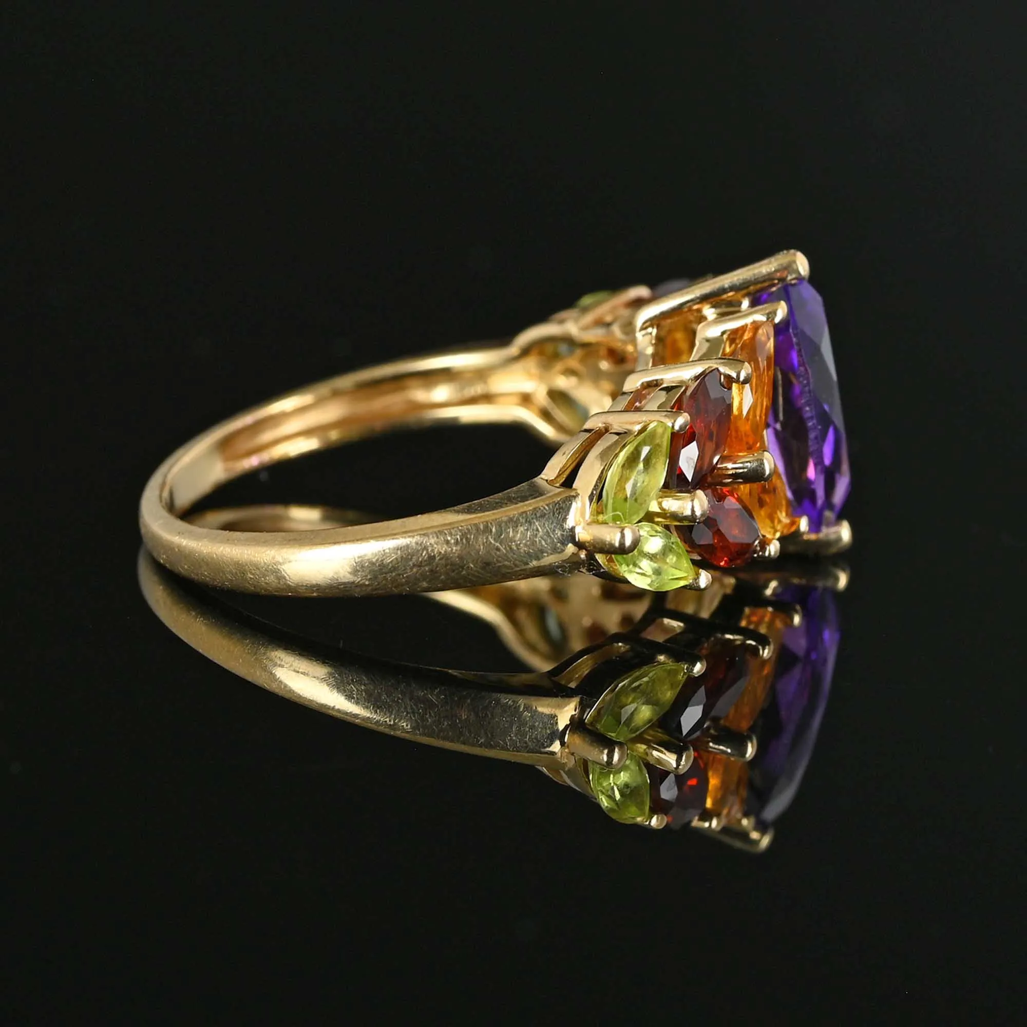 Vintage 14K Gold Multi Gemstone Cluster Ring