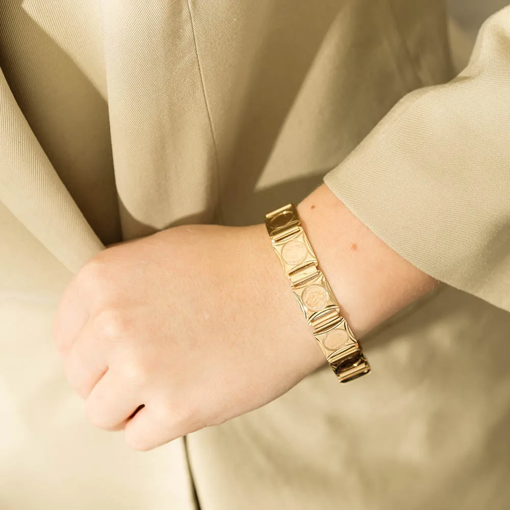 Vintage 9ct Yellow Gold Coins Bracelet