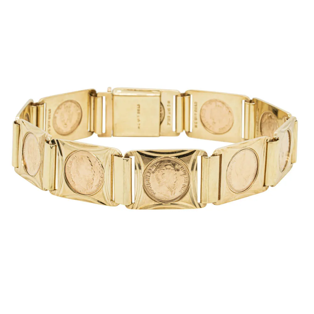 Vintage 9ct Yellow Gold Coins Bracelet