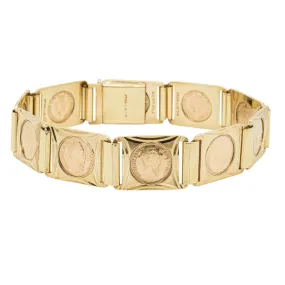 Vintage 9ct Yellow Gold Coins Bracelet