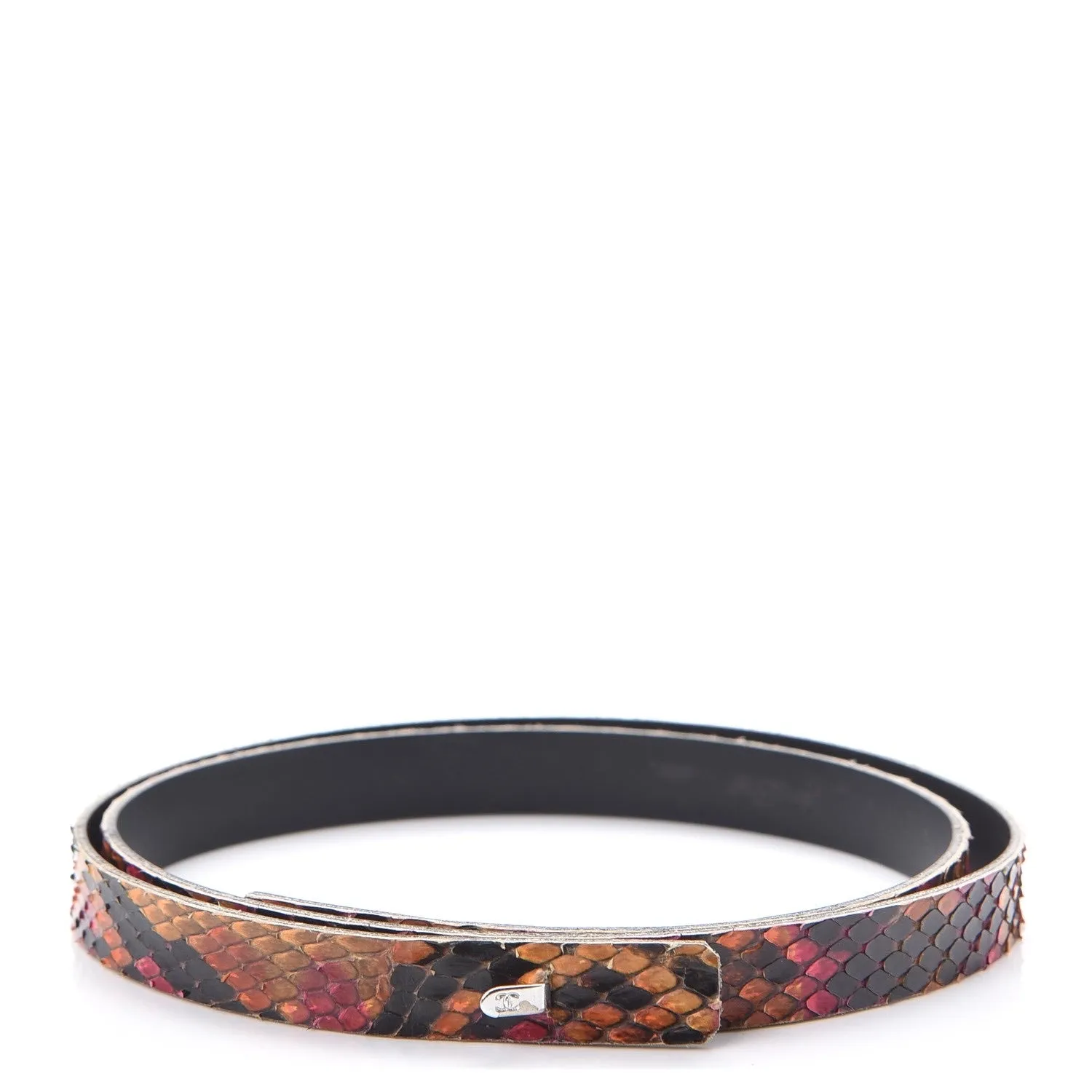 Vintage Chanel 00T 2000 Multicolor Skinny Python Snakeskin Belt Sz 80/32