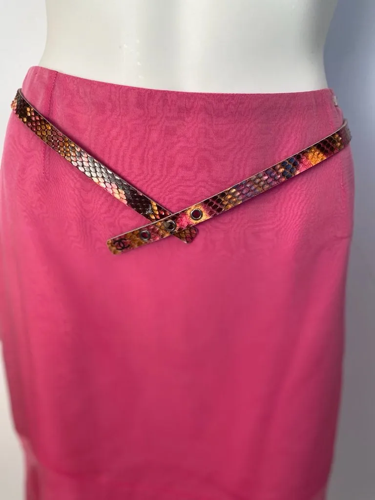 Vintage Chanel 00T 2000 Multicolor Skinny Python Snakeskin Belt Sz 80/32