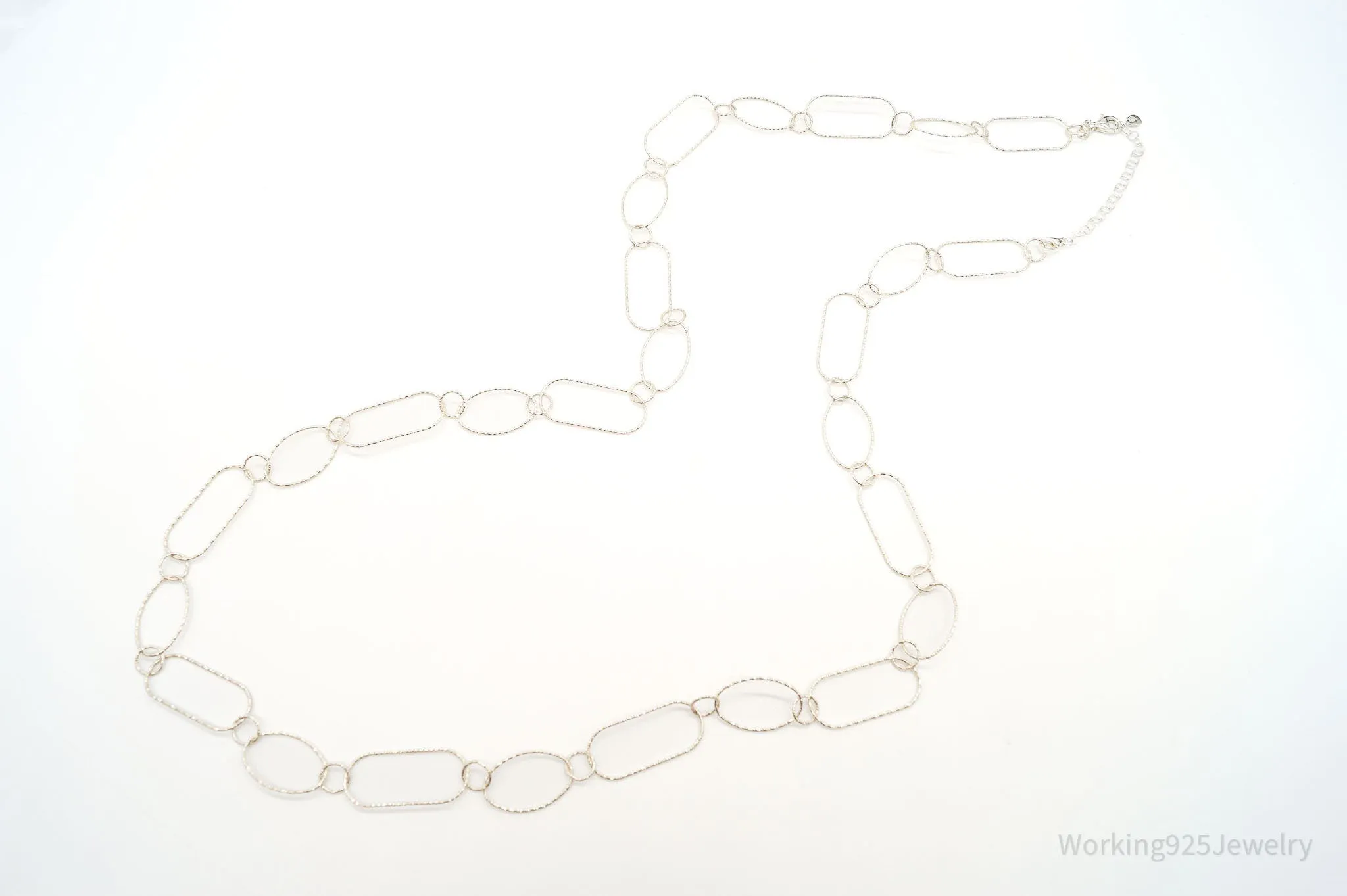 Vintage Designer Silpada Oval Link Textured Sterling Silver Necklace - 38"