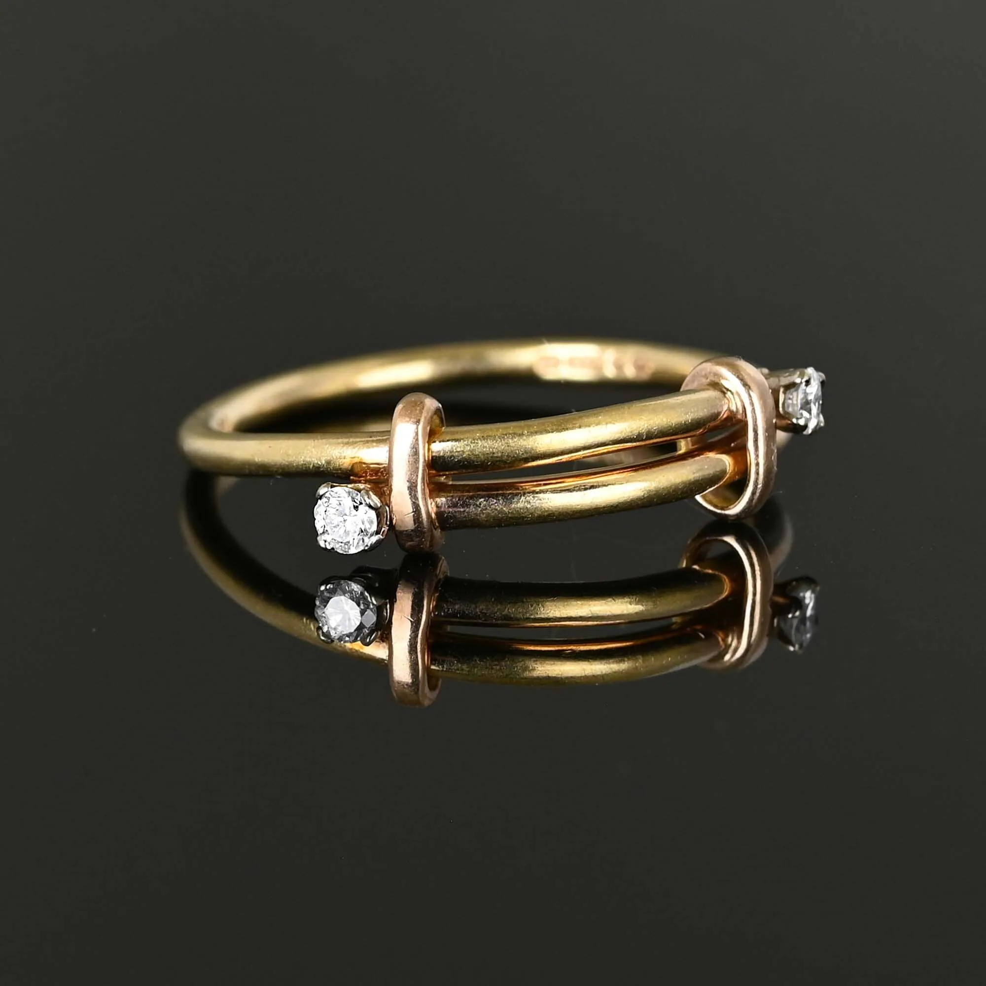 Vintage Gold Diamond Buckle Ring Band
