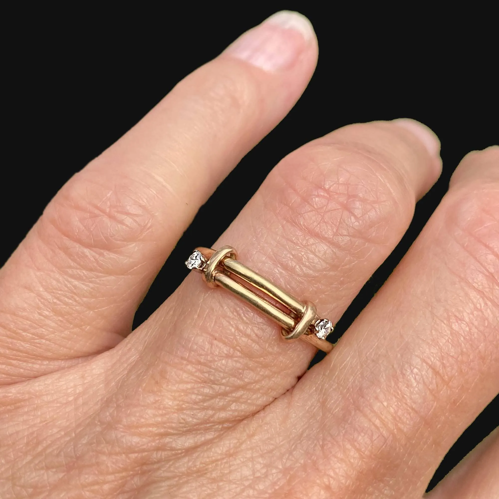 Vintage Gold Diamond Buckle Ring Band