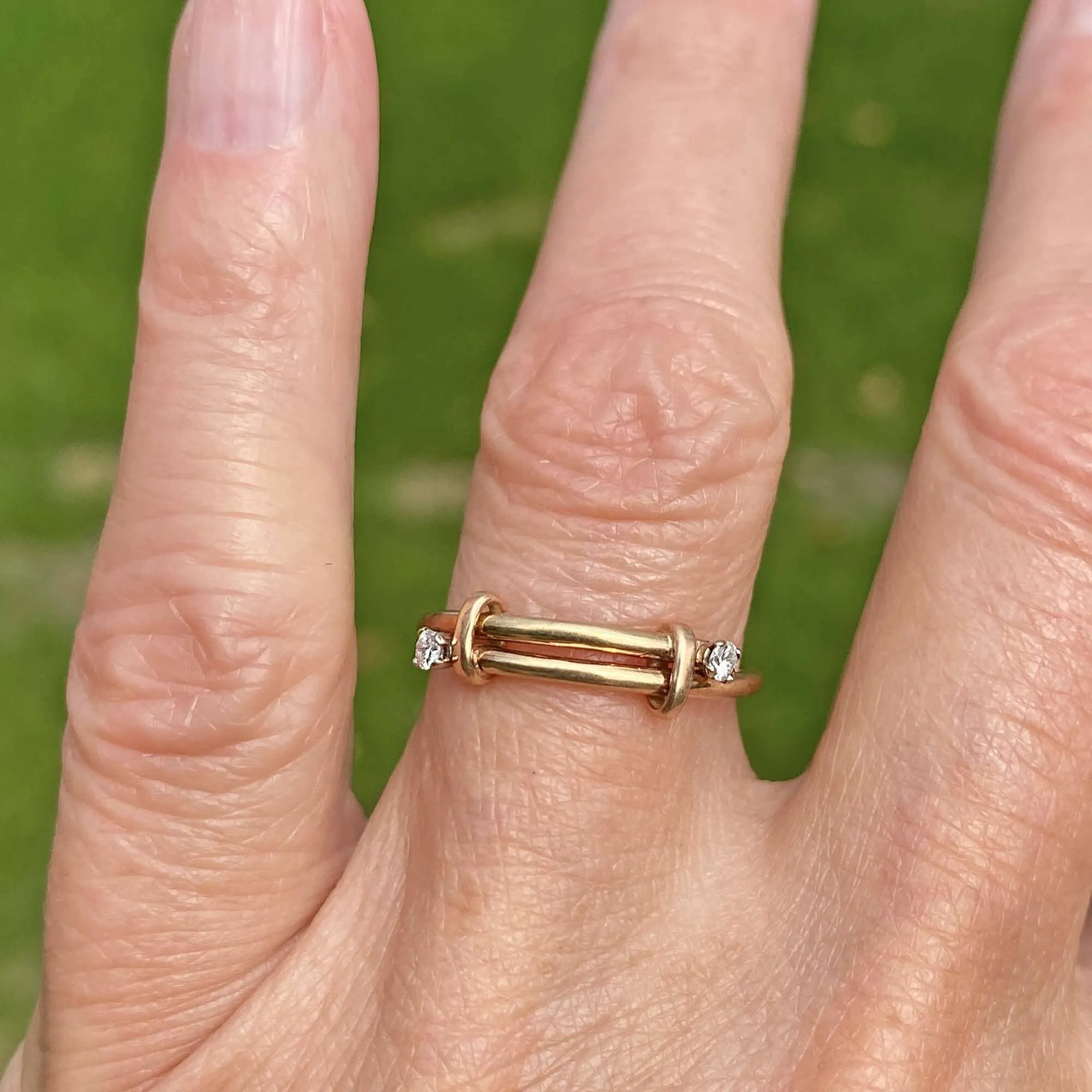 Vintage Gold Diamond Buckle Ring Band