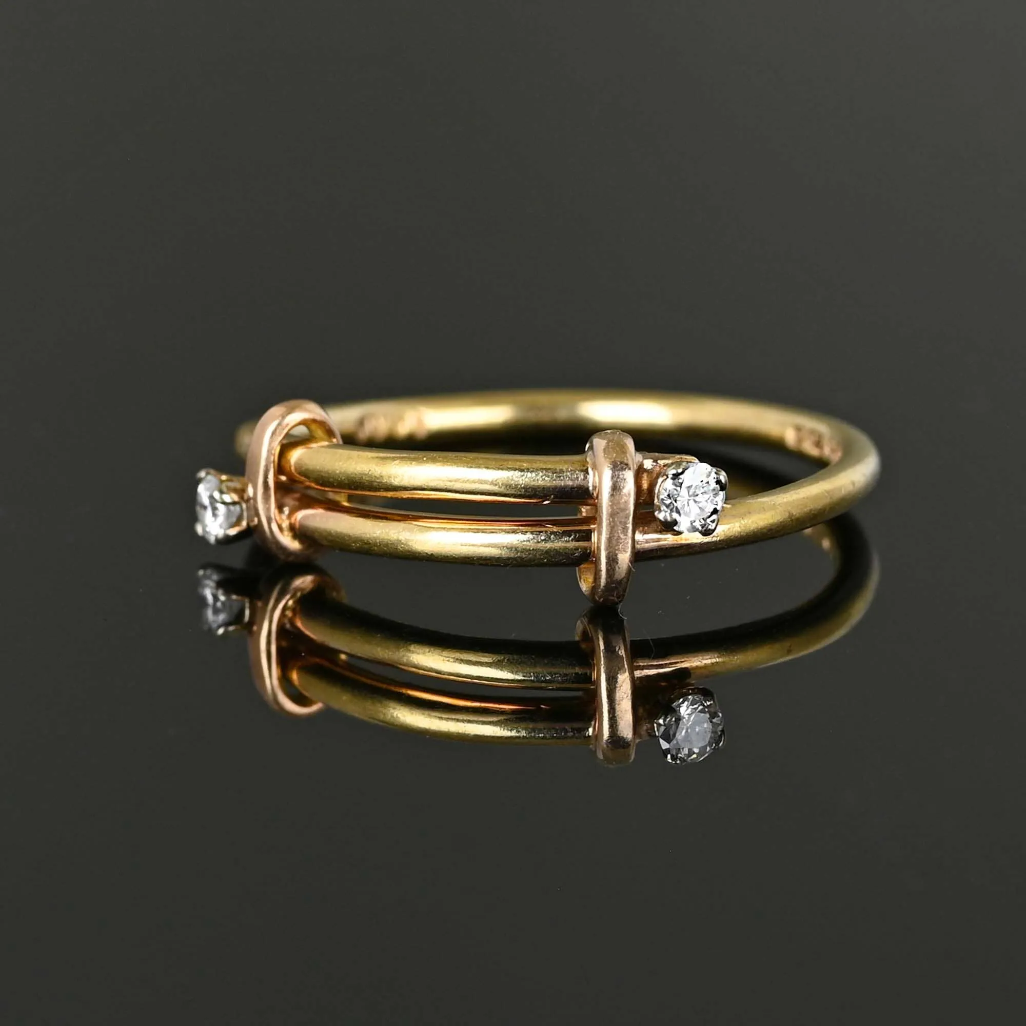 Vintage Gold Diamond Buckle Ring Band