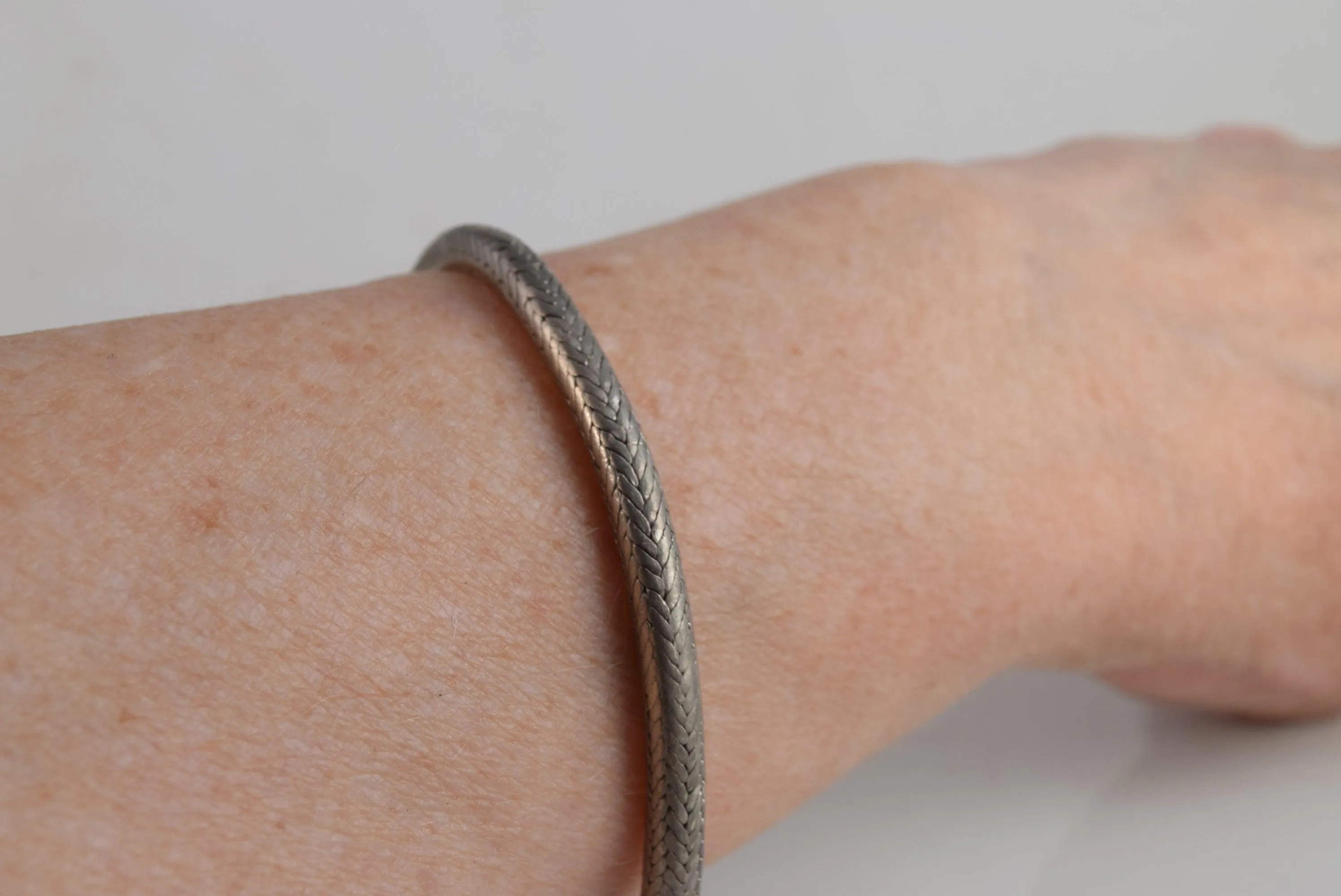 Vintage Silver Snake Chain Bracelet from Indonesia