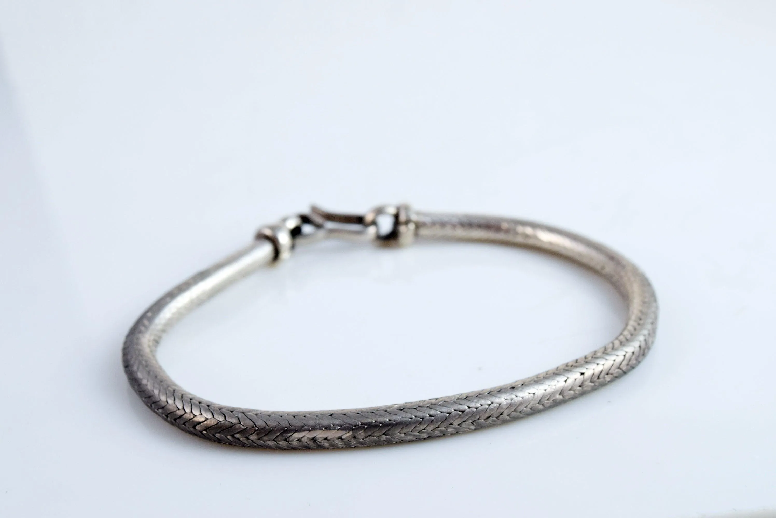 Vintage Silver Snake Chain Bracelet from Indonesia