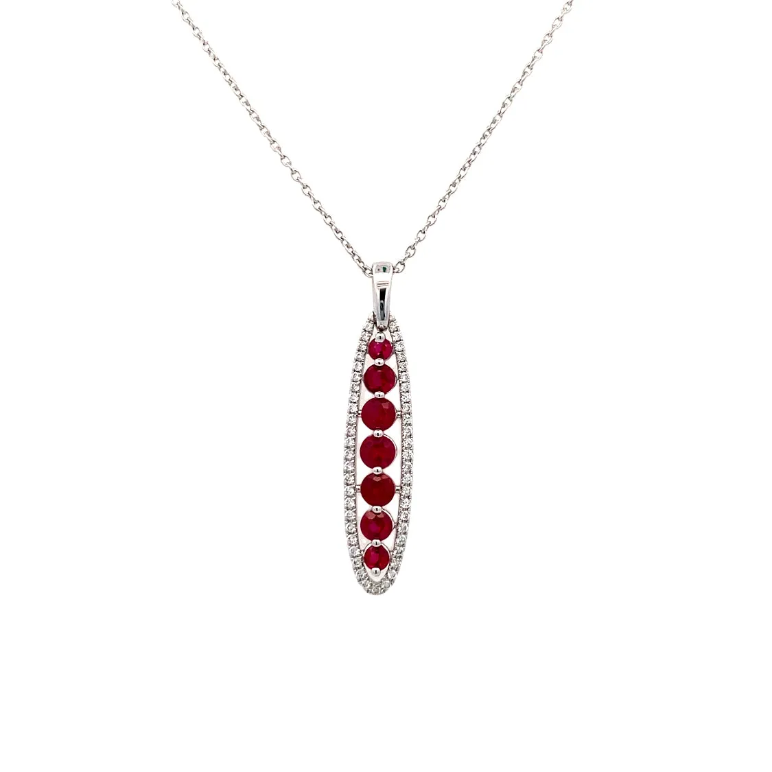 White Gold  Drop Style RubyPendants PP870DR