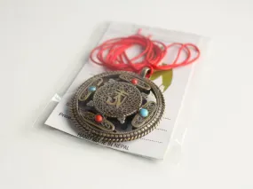 White Metal Tibetan Mandala Pendant-Double Dorjee