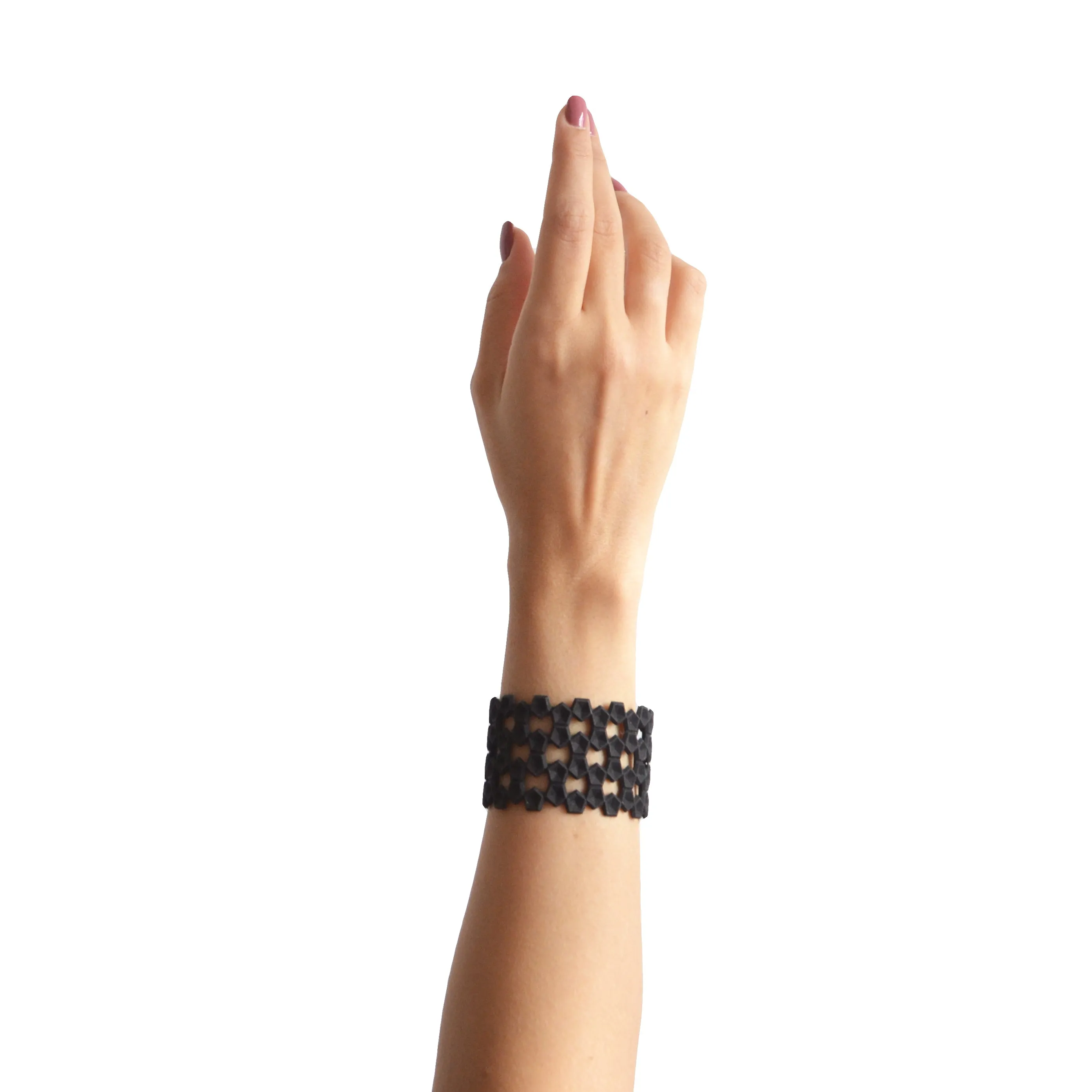 Wide Geometric Lace Bangle - Vertigo