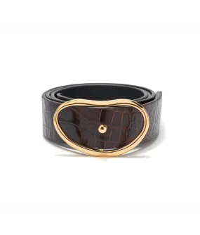 Wide Georgia Belt in Brown Croc