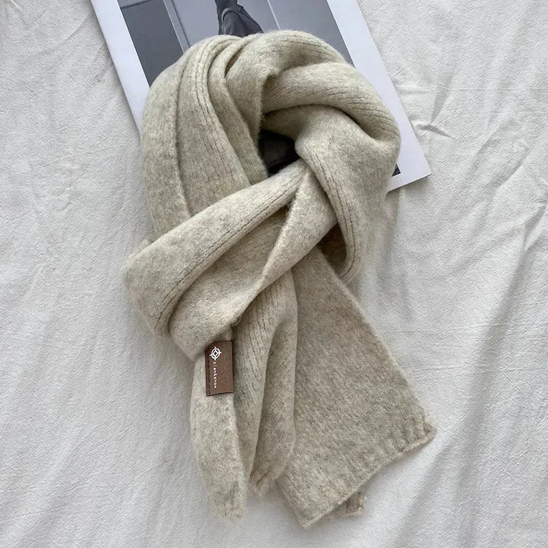 Women's Sweet Version Fleece Solid Scarf Autumn And Winter