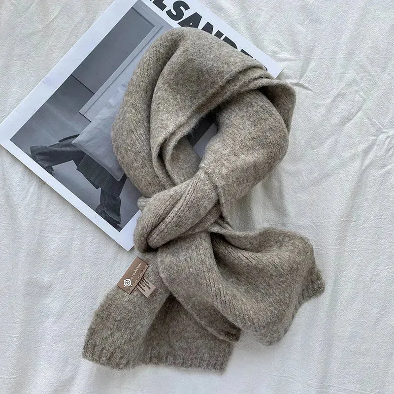 Women's Sweet Version Fleece Solid Scarf Autumn And Winter